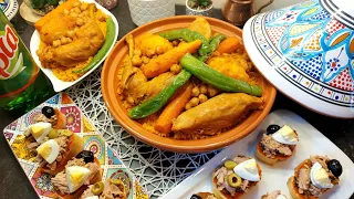 طريقة إعداد أبن كسكسي تونسي بالدجاج العربي|و سلاطة بلانكيت Couscous au poulets et salade blankit