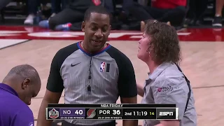 Massive courtside drink spill at Pelicans vs Blazers made by the ref