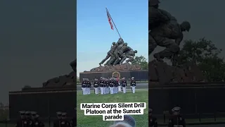 The Marine Corps Silent Drill Platoon performs at the Tuesday sunset parade at the war memorial