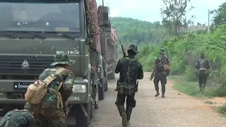 Images of Myanmar rebel armies ambush military convoy and aftermath