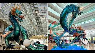 Marina Bay Sands Has Imposing Turquoise Dragons In Mall & Hotel, Netizens Respond Favourably