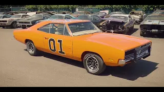 MOVIE STUNT CAR FROM DUKES OF HAZZARD DESTROYED WHILE FILMING MOVIE.