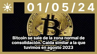 Bitcoin se sale de la zona normal de consolidación. Caída similar a la que tuvimos en agosto 2023
