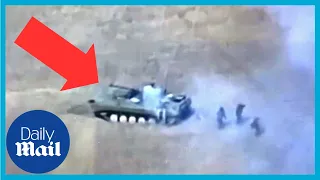 Russians flee in terror after Ukraine destroys BMP tank with anti-tank missiles in Donetsk