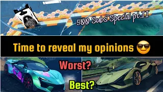 Talk about BEST and WORST cars in Asphalt 8 / My worst tracks💔 [ SunRise's 500 Subs Special pt.II ]