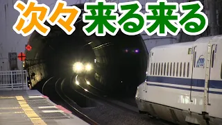 【最短3分間隔】 ひとつの線路で次々に新幹線を捌く新神戸駅　The busiest platform of Japan's bullet train