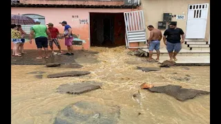 Chuva forte deixa ruas alagadas em Nossa Senhora da Glória, Sergipe