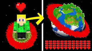 Minecraft, aber meine Herzen spiegeln die Größe der Welt wieder!