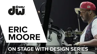 Eric Moore on stage with DW Design Series drums!