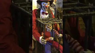 Rotten Ringmaster with Caged Clown from Transworld Halloween and Haunt show Morris Costumes