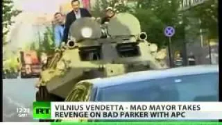 Mayor crushes illegally parked car with tank.avi