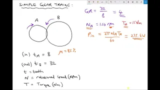 Simple Gear Ratios, Input and Output Speed, Torque and Power