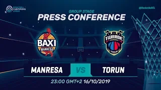 BAXI Manresa v Polski Cukier Torun - Press Conference - Basketball Champions League 2019-20