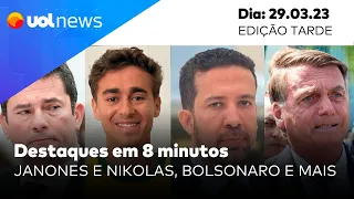 UOL News em 8 Minutos: Janones e Nikolas Ferreira, volta de Bolsonaro ao Brasil, Sergio Moro e mais