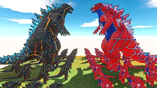 Spiderverse Godzilla War | Lava Godzilla VS Spider-Man Godzilla - Animal Revolt Battle Simulator