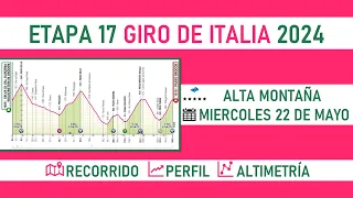 Etapa 17 GIRO de ITALIA 2024: Recorrido, Perfil y Altimetría