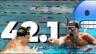 Grant House vs Leon Marchand in a 100 Freestyle (42.1???)