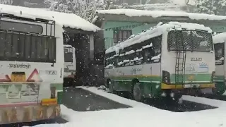 Snowfall 2020 || Kinnaur ||HRTC || Reckoning Peo || Bus stand ||