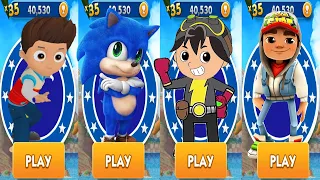 Sonic Dash vs Tag with Ryan vs Paw Patrol Ryder vs Subway Surfers - All Characters Unlocked