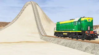 Impossible Gaint Bulge Rail Track vs Trains Crossing #2 -Beamng Drive