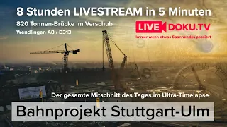 Referenzprojekt: Brückenverschub Wendlingen 20.02.2021 / Timelapse / Neubaustrecke Stuttgart-Ulm