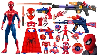 Spider-man Toys Collection Unboxing Review-AK47 guns，Cloak，Mask，gloves，pistol，Shield，Laser sword