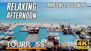 4K Tropical Beach/ Pool Ambience from Mexico with Ocean Sounds For Relaxation Meditation Study Sleep