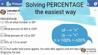 Solving PERCENTAGE the easiest and simplest way [CSE LET MATH]