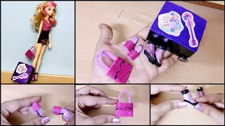 how to make barbie handbags, shoes, suitcase. miniature accessories. diy miniatures crafts