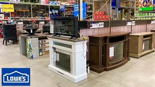 LOWE'S SHOP WITH ME ELECTRIC FIREPLACES MEDIA CONSOLES FIRE PITS GRILLS SHOPPING STORE WALK THROUGH