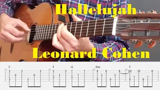 Hallelujah - Leonard Cohen - Fingerstyle Guitar Tutorial with tabs and chords