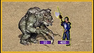 Heroes 3 - 10 Ancient Behemoths vs 400 Halberdiers