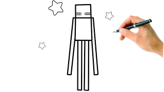 How to Draw Enderman from Minecraft ✏️ VERY EASY TUTORIAL FOR KIDS 🧒 👧 | Small Artists
