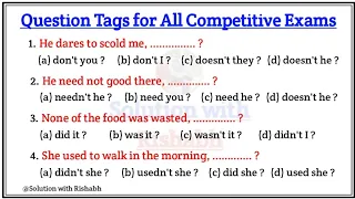 Questions Tags Practice Set-03 | Questions Tags in English grammar with Examples | Question tags