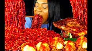 MUKBANG EATING 2x SPICY FIRE NOODLES | BLACK BEAN NOODLES BEEF JJAJANGMEON | ASMR EATING | ASMR FOOD