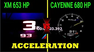 BMW XM 653 HP VS Porsche cayenne Turbo s 680 HP ACCELERATION SOUND 0-300 100-200 KM/H