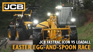 JCB Fastrac iCON vs Loadall: Easter Egg-and-Spoon Race