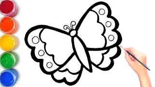 Butterfly Step by Step Drawing for Children | Learn to draw cute Butterfly for kids and Toddlers