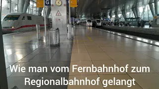 Wie man vom Fernbahnhof vom Frankfurter Flughafen zum Regionalbahnhof gelangt