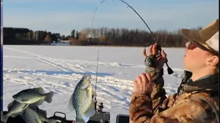 BACKYARD Ice Fishing!!!(Huge Crappie Schools!)