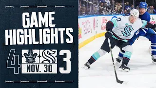 Seattle Kraken at Toronto Maple Leafs | 11/30 Game Highlights