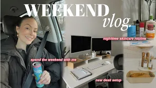 WEEKEND VLOG | new desk setup, nighttime skincare routine, homemade salads, banana bread recipe