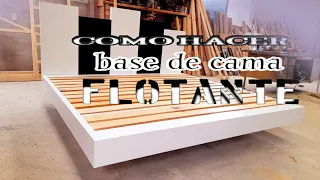 Como hacer  base de cama flotante  bicolor fácil moderna elegante de madera de pino!