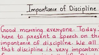 Importance of Discipline Speech in English | Speech on importance of Discipline in English |