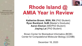 I2S2 Seminar: Rhode Island @ AMIA Year in Review