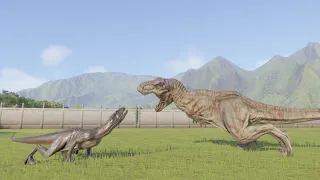 Jurassic World Evolution 2 - T Rex attacks and other carnivorous dinosaurs in the arena