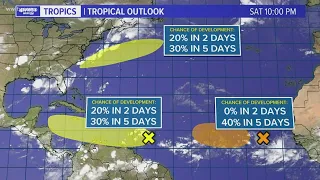 Saturday 10 pm tropical update: Three areas to watch in the Atlantic