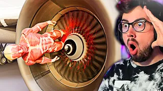 QUE PASA SI UNA TURBINA DE AVION SE TRAGA UNA PERSONA ? 😱