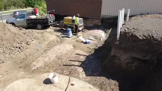 Blasting hard granite rock on a home site in Greenvale