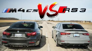 Watch this Audi RS3 smoke the BMW M4 CS | Drag Race